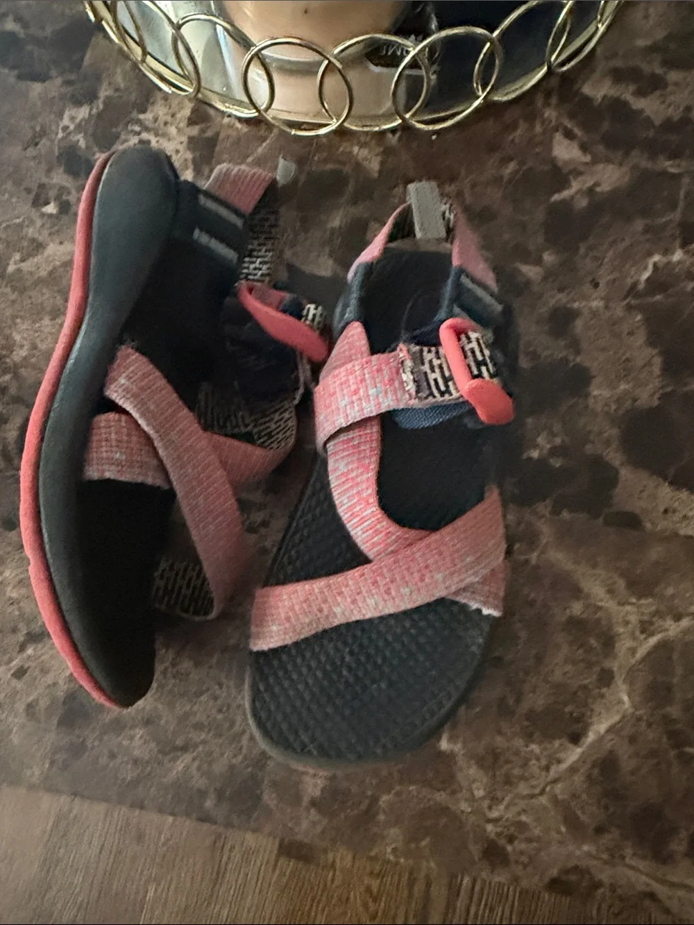 Chaco Kids Coral Pink Cross-Strap Sandals